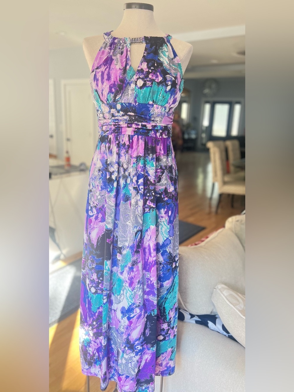 Forever Purple & Teal Floral Halter Maxi Dress